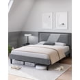 thumbnail image 6 of Yesfashion Queen Bed Frame, Tufted Platform Bed Frame with Adjustable Height Headboard, Velvet Mix Color Upholstered Bed Frame, Gray, 6 of 6