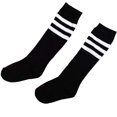 thumbnail image 1 of 1 par de calcetines de fútbol largos hasta la rodilla para niños y niñas, calcetines de equipo para niños, color negro, 1 of 6