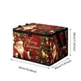 thumbnail image 3 of Christmas Storage Bin with Lid, Foldable Polyester Santa Pattern Holiday Organizer Box with Zipper & Carrying Handles, Xmas Decor Storage Container for Closet Bedroom Home Decoration, 3 of 4
