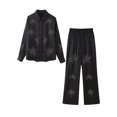 thumbnail image 1 of Ensemble Chemise à Sequins Décontractée pour Femmes Chic Col à Revers Manches Longues Pantalon Taille Élastique Ensemble de Printemps, 1 of 13