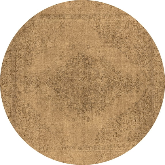 Ahgly Company Indoor Round Oriental Brown Industrial Area Rugs, 7' Round