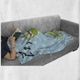 thumbnail image 6 of Cartoon Soft Flannel Fleece Throw Blanket, Sleeping Prince Frog in a Cap Polka Dots Background Animal World Kids Design, Cozy Plush for Indoor and Outdoor Use, 50" x 60", Green Blue, by Ambesonne, 6 of 6