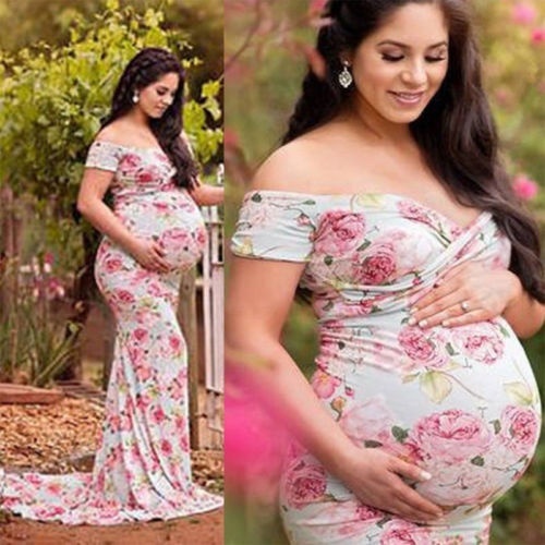 Pregnant Women Long Maxi Dresses Gown 