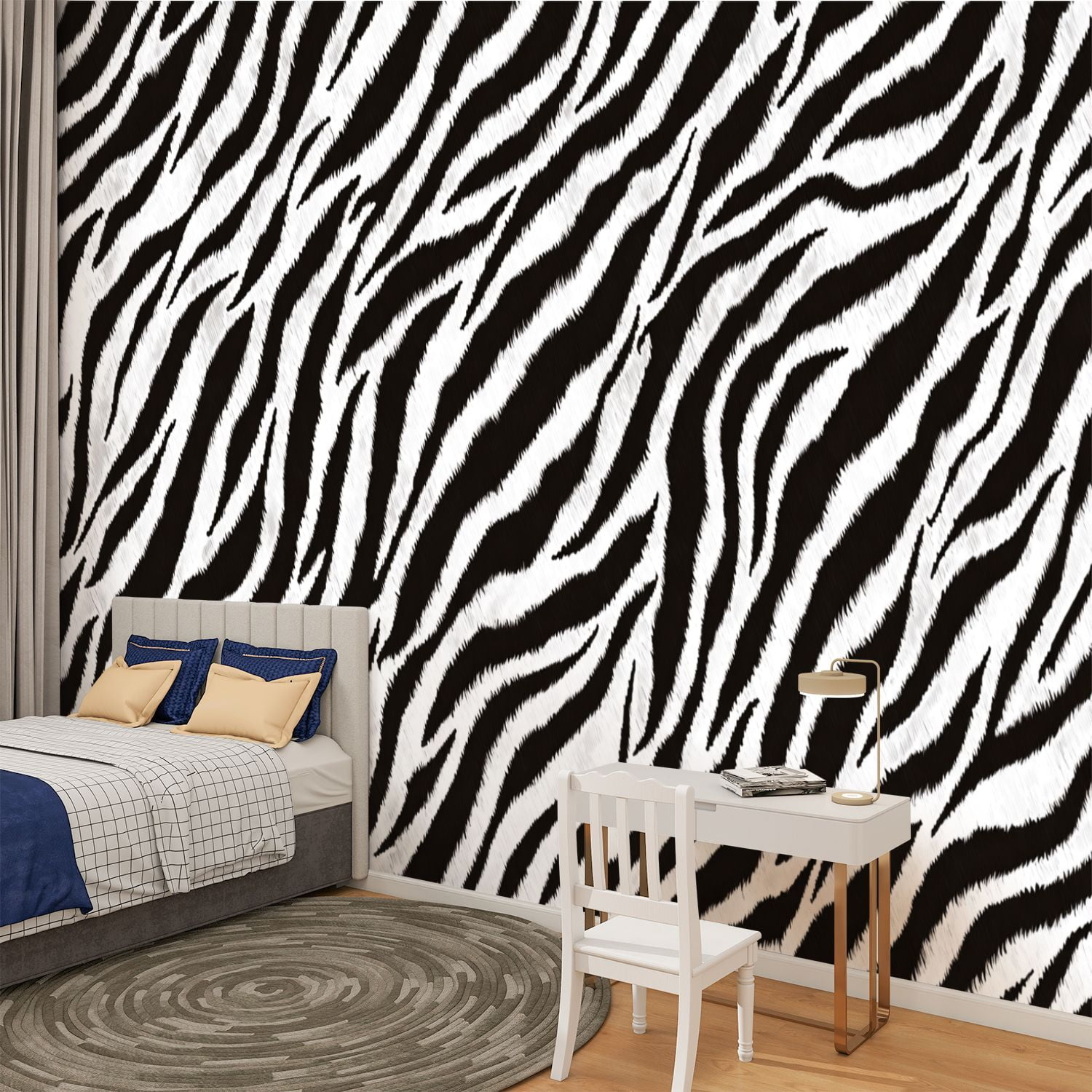 Peel and Stick Wallpaper zebra skin texture seamless zebra Stripes Seamless skin Modern Art Wall Mural Decor Self Adhesive and Removable 100in x 144in