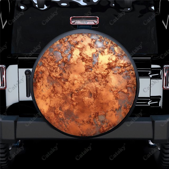 Rusted Metal Grunge Polyester Universal Spare Wheel Tire Cover Custom Tire-Covers for Trailer RV SUV Truck Camper