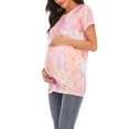 thumbnail image 4 of ZAXARRA Femmes Été Maternité Allaitement Tops Manches Courtes Col Rond Tie Dye Print en Vrac T-shirt, 4 of 9