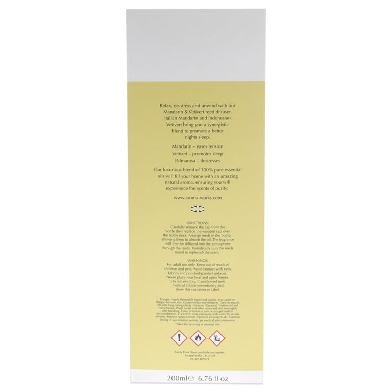 AromaWorks Light Range - Mandarin & Vetivert Reed Diffuser 200ml AromaWorks Light Range - Mandarin & Vetivert Reed Diffuser 200ml