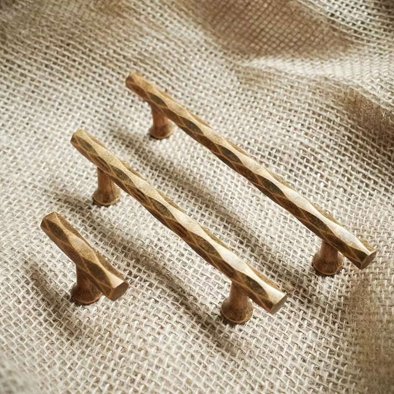 2pcs Vintage Brass Cabinet Handles - Water Ripple Design Knobs for Bedroom and Kitchen, Durable Zinc Alloy Drawer Pulls