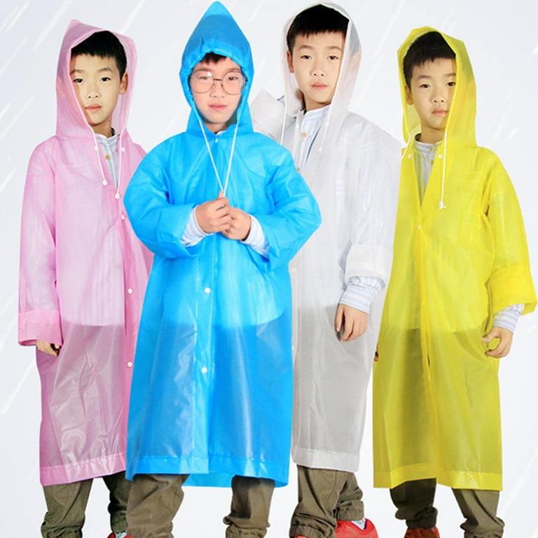Yesbay Student Disposable Waterproof Drawstring Hooded Buttons Raincoat Poncho Pink One Size