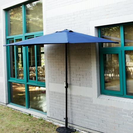 Kinbor Half Round 5 Ribs 10ft Outdoor Aluminum Patio Umbrella Wall Kinbor Half Round 5 Ribs 10ft Outdoor Aluminum Patio Umbrella Wall Window Corner Crank W