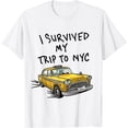 thumbnail image 1 of I Survived My Trip to NYC New York City Taxi Cab Camiseta, Blanco, 1 of 2