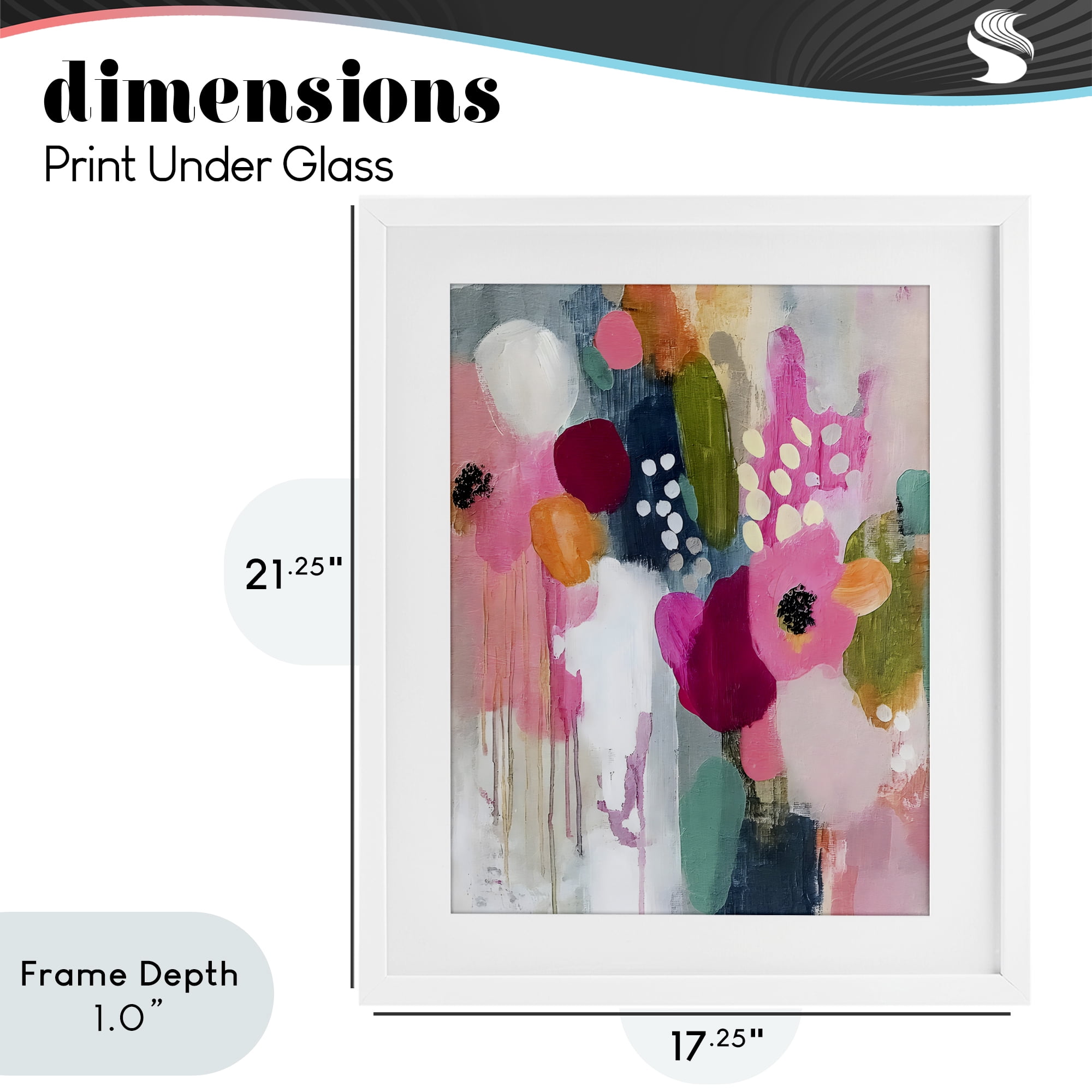 Stupell Industries Paint Drip Blooms Cascade White Framed Print Under Glass, design by Riley B