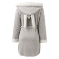 thumbnail image 5 of AOOCHASLIY Bath Robes for Women Clearance Winter Hooded Plush Robes Ladies Lengthened Plush Shawl Bathrobe Long Sleeve Robe Coat Robes, 5 of 6