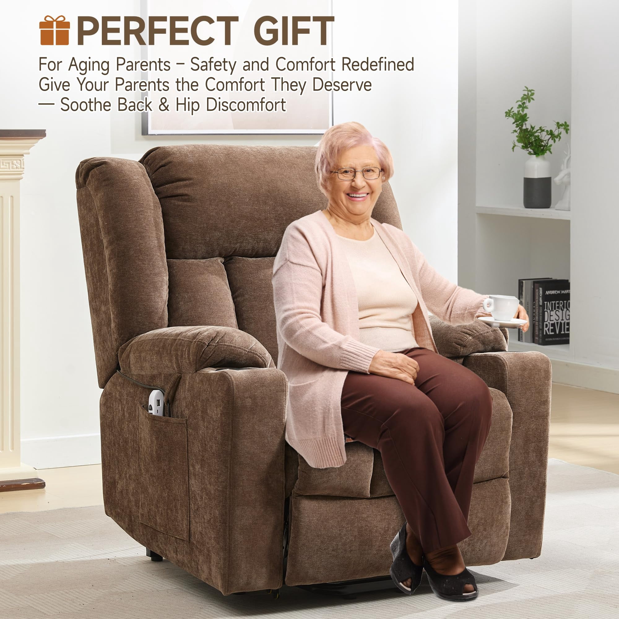 Alwalue Manual Recliner Chair with Micro Leather Overstuffed Single Sofa with Footrest & Headrest Suitable for Small Spaces - Dark Gray