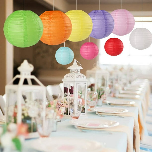 Farolillos De Papel Farolillos de papel decorativos colgantes, bola de 25x25x25 cm, decoración colorida para fiestas, bodas y hogar, color azul, 1 unidad Rkxzt
