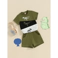thumbnail image 3 of Suealasg Toddler Boys 2Pcs Summer Outfits Baby Boys Clothes Round Neck Short Sleeve Dinosaur Print Tops + Elastic Waist Shorts 0-3 Years, 3 of 9