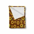 thumbnail image 2 of Sunflower Soft Flannel Fleece Blanket, Cartoon Blossoms Lively Petals and Green Leaves Nature Gardening Plants, Cozy Plush for Indoor and Outdoor Use, 50" x 60", Brown Yellow Green, by Ambesonne, 2 of 6