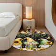 thumbnail image 2 of Spring Gnomes Round Area Rug 3.3Ft Washable Circle Rugs for Dining Room Table, Farmhouse Botanical Sunflowers Wooden Grain Non-Slip Carpet Floor Mats Indoor Outdoor Carpet Runner Aesthetic Home Decor, 2 of 8