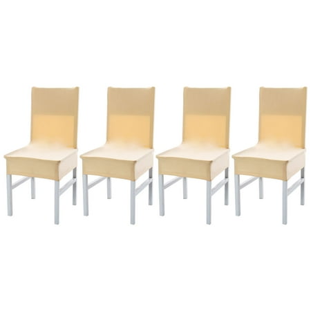 Yellow Dining Rooms Polyester Spandex Fabric Stretch Chair Covers for Dining Room Hotel Yellow 4pcs for Dining Room Wedding Banquet Decor ()