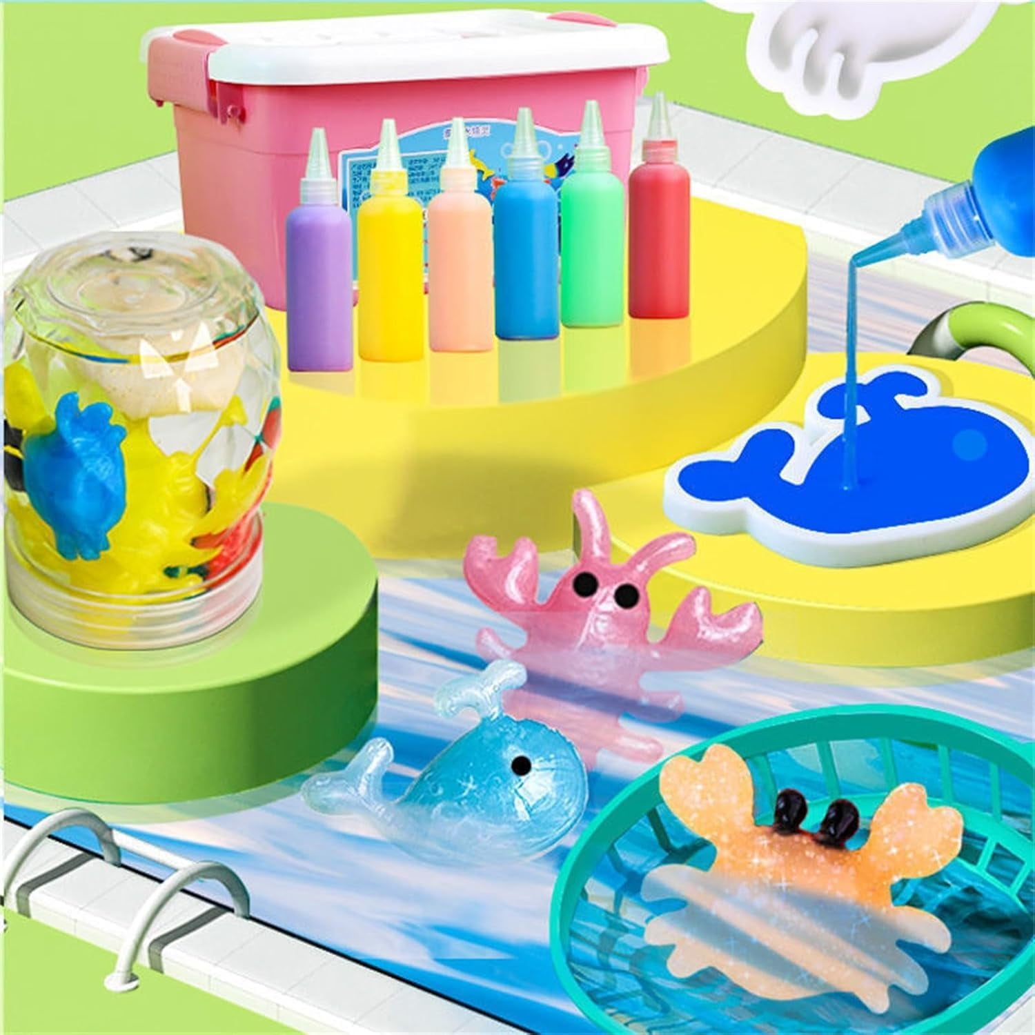 Magic Water Elf Toy Kit,Magic Water Kit,Creative Magic Water Toy Creation Kit,Handmade Glow Color Water Animal Set Water Gel Kit with Magic Gels and Sea Creature Molds for Kids