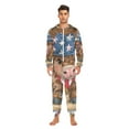 thumbnail image 2 of Cow Cowboy American Flag Adult Onesie Pajamas Slim Fit Christmas One Piece Suit Pjs for Women and Men Hooded Zipper, 2 of 7