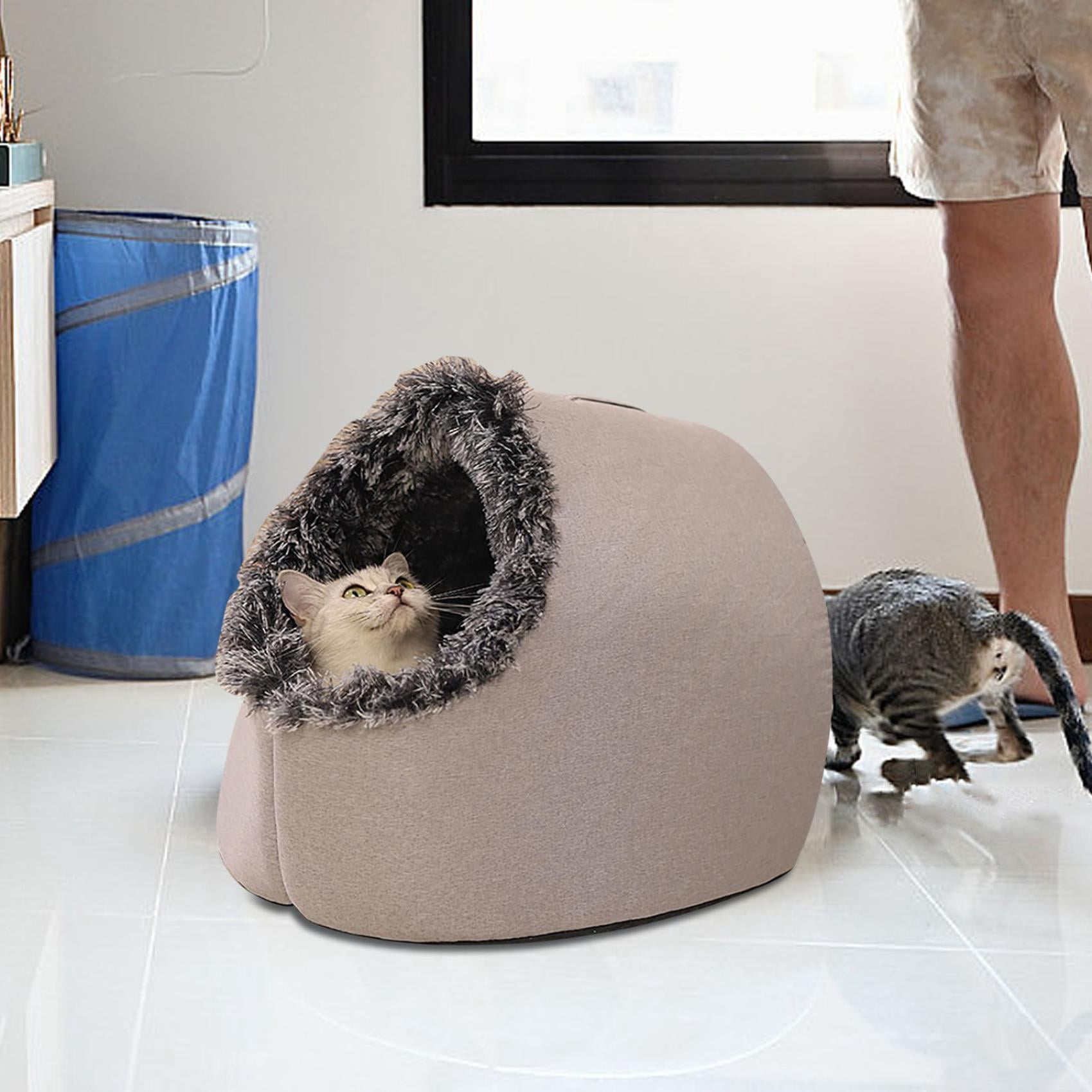 Warm Pet Cave Bed, Thick Warm Enclosed Portable Sleeping Bed For Dogs And Cats In Winter,Indoor Kitten Nest Kennel Hut for Small Medium Pets