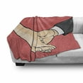 thumbnail image 3 of Engagement Party Soft Flannel Fleece Throw Blanket, Classic Halftone Dot Pop Art Engaged Couple Holding Hands, Cozy Plush for Indoor and Outdoor Use, 50" x 60", Dark Coral Beige, by Ambesonne, 3 of 6