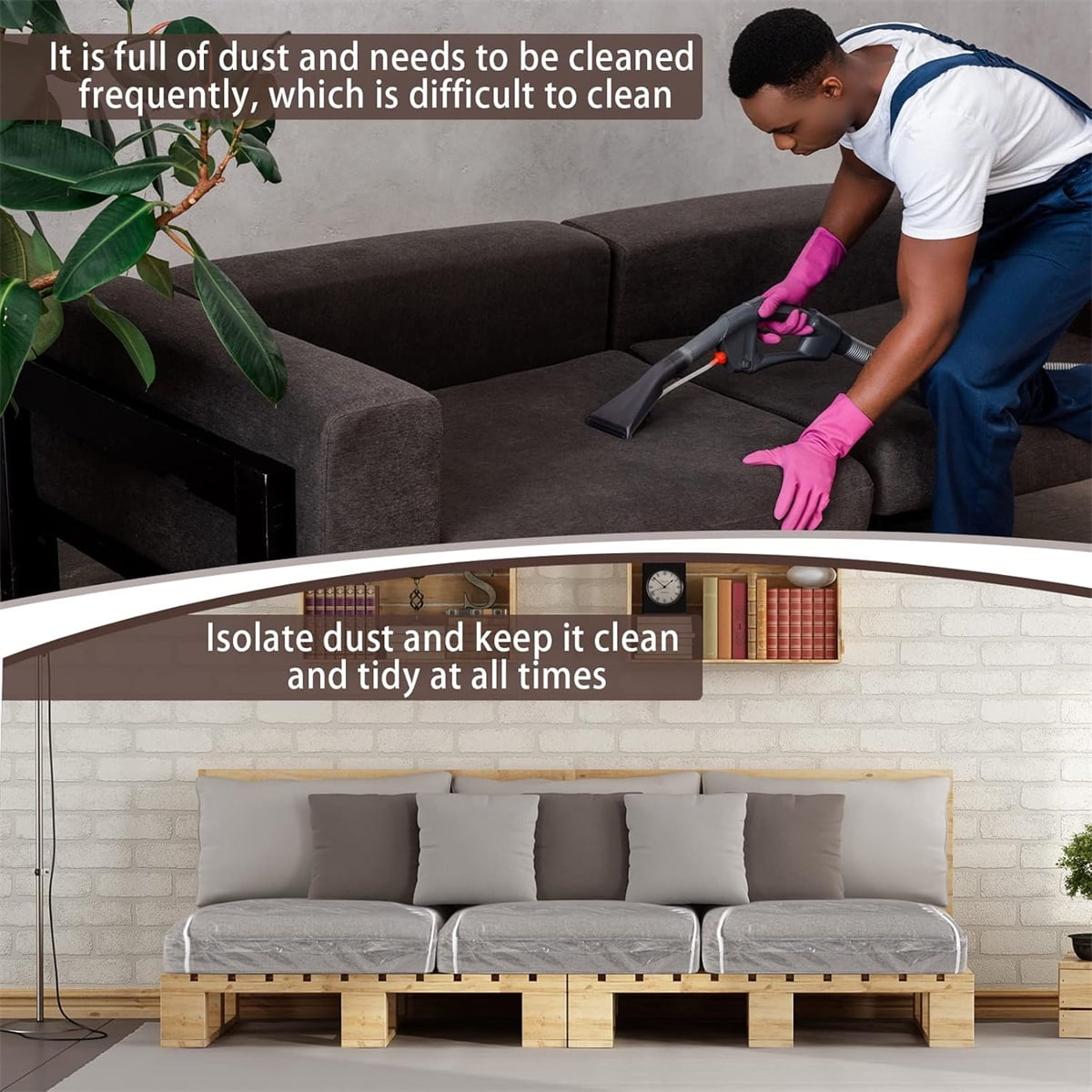 Plastic Sofa Seat Cushion Cover,1pack Plastic Cushion Cover Replacement,28x28x9 Inch Waterproof Sofa Protector for Home,Office