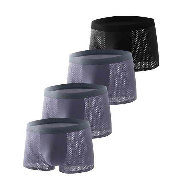 Briefs for Men, Ice Silk Mesh Fabric, Breathable Large Size, Solid Color, 360° Friction-Free Design, Hollow-Out Detail, for Daily Wear