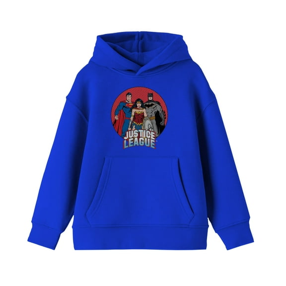 Trinity in Red Circle Justice League Youth Boys Royal Blue Hoodie-Small