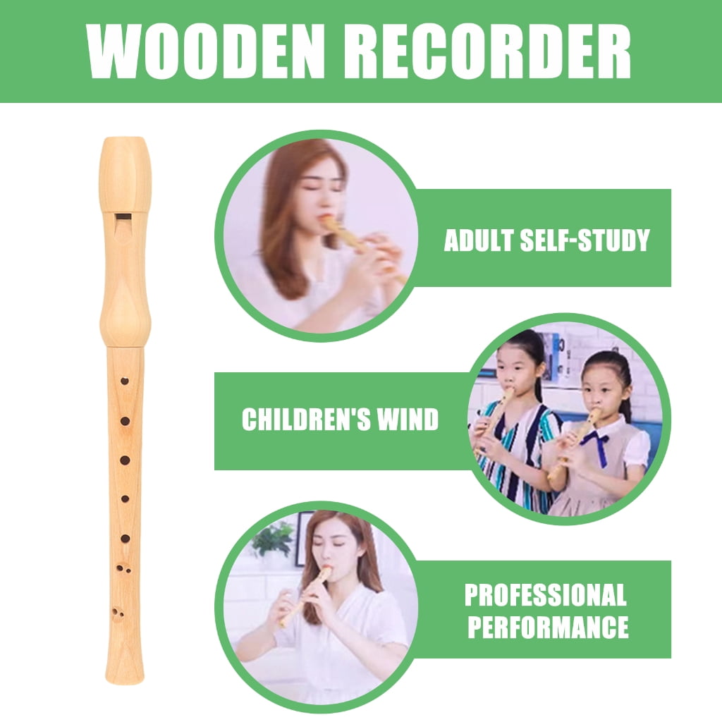 ROZYARD Soprano Recorder 8 Hole Wood Recorder German British Fingering Treble Flute with Cleaning Rod and Carry Box Set