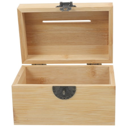 Bamboo and Wood Piggy Bank Pirate Treasure Chest for Kids with Lock Accessories Child