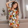 thumbnail image 3 of Fotbe Colorful Balls Bata de Dormir para Mujer con Estampado, Camisón de Algodón de Manga Corta, Ropa de Dormir Casual, 3 of 6