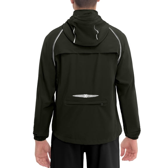 Little Donkey Andy Men's Packable Lightweight Waterproof Cycling Jacket, Convertible Quick Dry Running Jacket Windbreaker with Removable Sleeves and Hood, Black Size S
