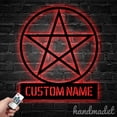 thumbnail image 4 of Handmadetneonsign Pagan Symbol Name Metal Wall Art Led Light, Pagan Pentagram Shaped Metal Sign, 4 of 5