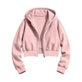 thumbnail image 5 of Shadoumai Girls Cropped Zip Up Hoodie Long Sleeve Sweatshirts For Teen Girls Fashion Fall Fashion Casual Jackets With Pockets, 5 of 7