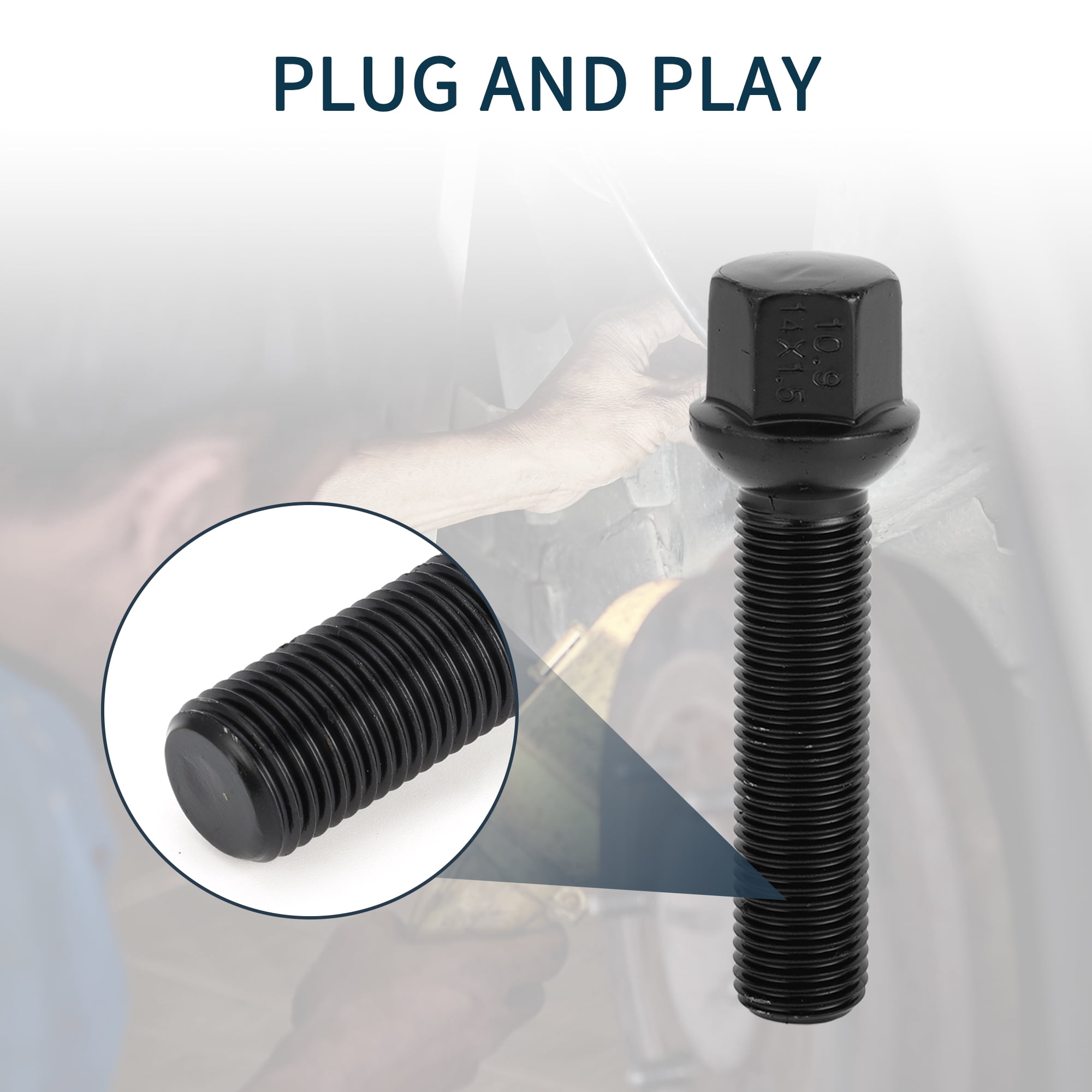 Unique Bargains Ball Seat Wheel Lug Bolt for Volkswagen and for Audi M14x1.5 10-Piece