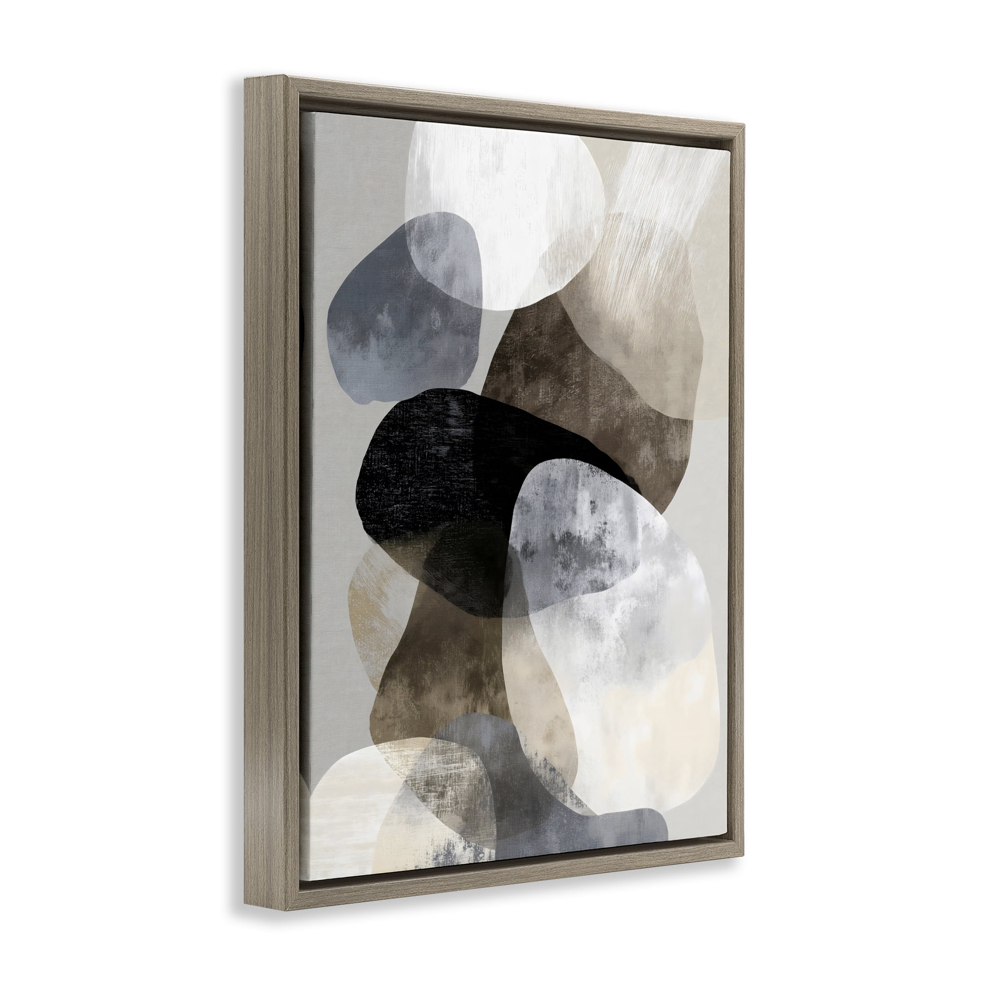 Stupell Industries Thoughts In Muted Layers Brown Framed Floater Canvas Wall Art, design by Ink Drop Loft