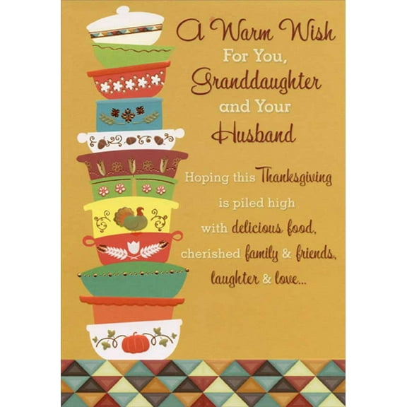 For Granddaughter and Her Husband Thanksgiving Greeting Card w/Envelope
