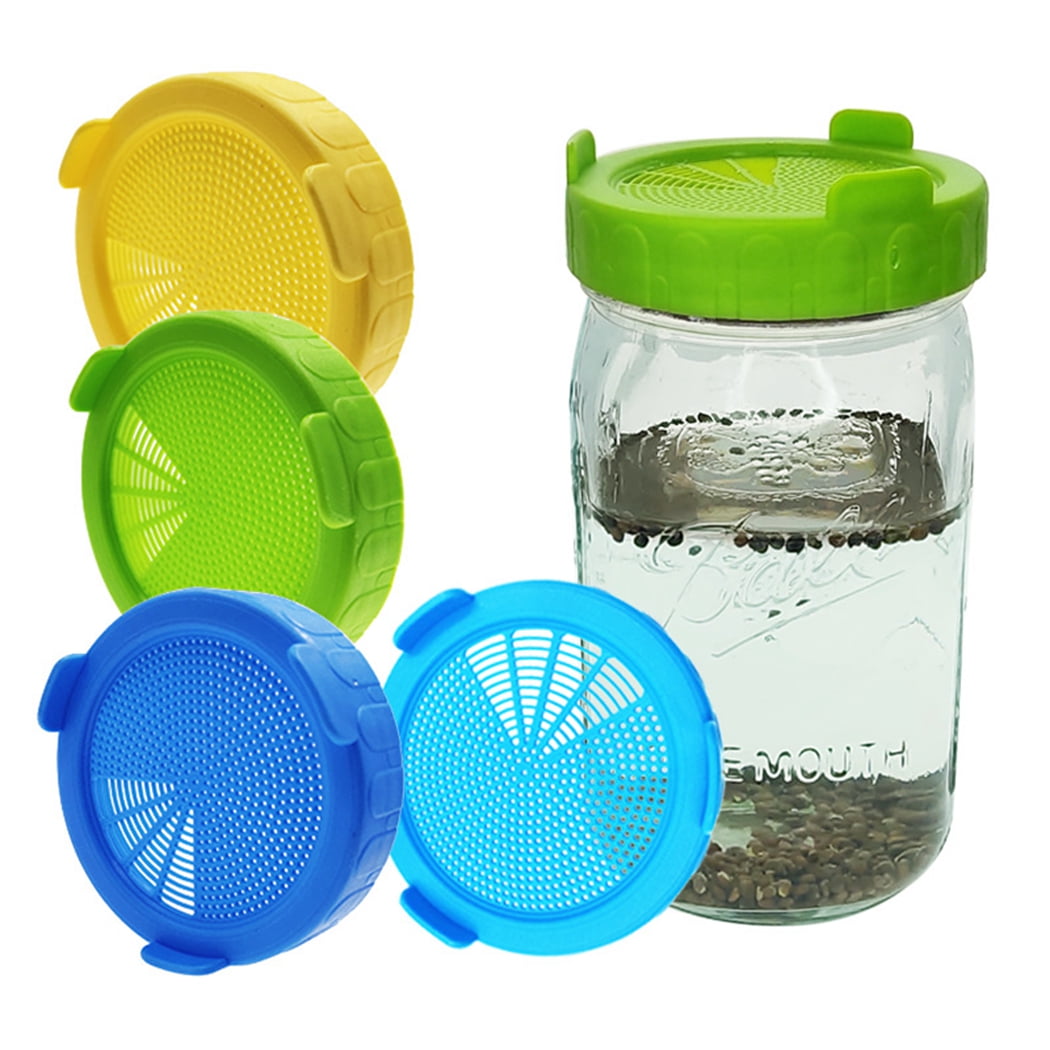 2 Cap Plastic Seed Screen Sprouting Strainer Lid for Wide Mouth Mason Jar 86mm 