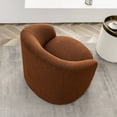 thumbnail image 4 of 34" W Mid Century Modern Swivel Barrel Chair, Round Upholstered Boucle Swivel Accent Chairs, No Assembly Sofa Chair for Living Room Bedroom Reading Apartment Lounge Nursery (Brown), 4 of 14