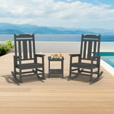 SERWALL Outdoor Rocking Chair Set of 2, HDPE Patio Rocking Chair, Heavy ...