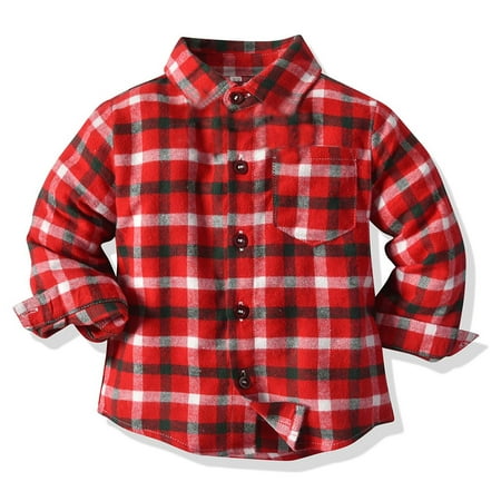

HAiming Children s Button down Shirts 2024 Casual Lapel Long Sleeved Plaid Tops Boys Girls Fall Winter Cardigan Jacket