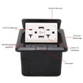 thumbnail image 3 of Outlet Table Connection Box, Stainless Steel PC 2.5V 4.8A USB Desktop Power Strip Waterproof  For Office, 3 of 8