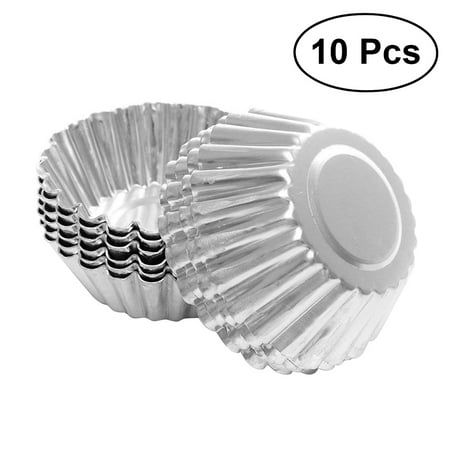 Tinned Steel Fluted Tartlet Mold - 10pcs Nonstick Ripple Aluminum Alloy Egg Tart Mold Flower Shape Reusable Cupcake and Muffin Baking Cup Tartlets Pans