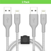 Belkin 2 Pack 5ft. Lightning to USB-A 5ft Braided Cable with Strap, Silver