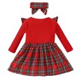 thumbnail image 4 of 3M-3T Kids Baby Girl Long Sleeve Red Plaid One-piece Dress Christmas Party Princess Tutu Dresses + Headband Xmas Outfits, 4 of 9
