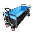 thumbnail image 6 of ACE-GARDEN,1-YEAR-WARRANTY,57"x24.8"x41.3",With 2 Brakes,Big large capacity Folding cart Extra Long Extender Wagon Cart Folding Wagon Garden Shopping Beach Cart (Black+Blue+Brake), 6 of 8
