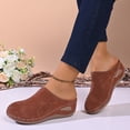 thumbnail image 3 of Mules for Women Bohemian Hollow out Slip on Wedge Sandals Closed Toe Slides Comfy Arch Support Summer Walking Shoes Brown Size 8, 3 of 6