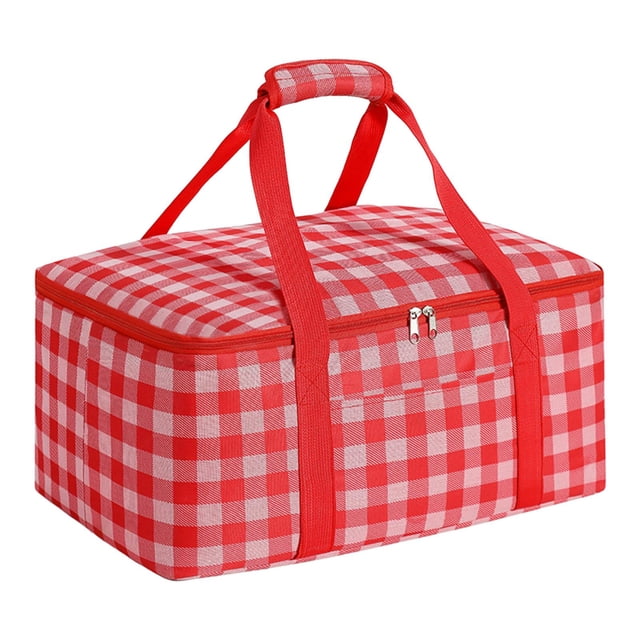Bolsa térmica grande, bolsa de Picnic aislada, bolsa de mano, contenedor portátil para entrega de alimentos, bolsa de almuerzo para viaje, Camping, , Rojo